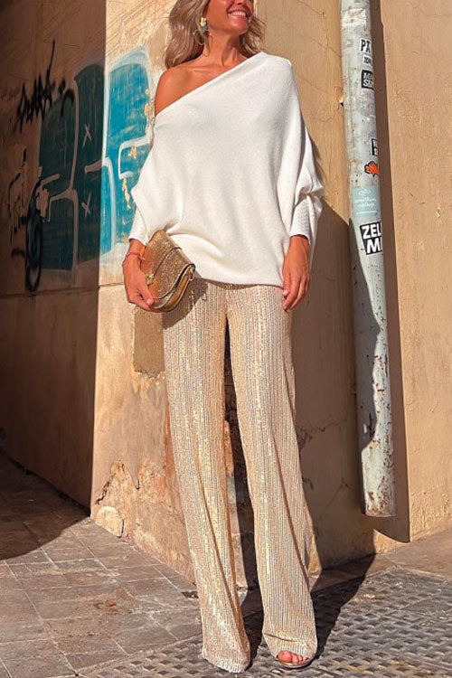 Off Shoulder Batwing Long Sleeve Sweater