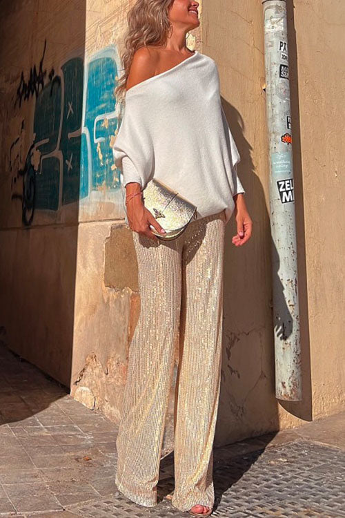 Off Shoulder Batwing Long Sleeve Sweater